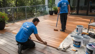 Santa Rosa, CA deck painting with durable exterior coating for sun and moisture protection