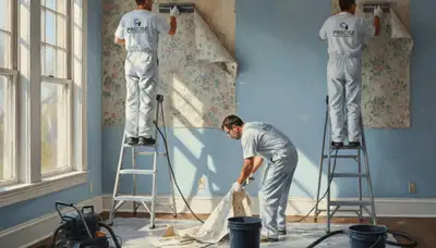 Santa Rosa, CA wallpaper removal by painters preparing walls for a fresh paint finish